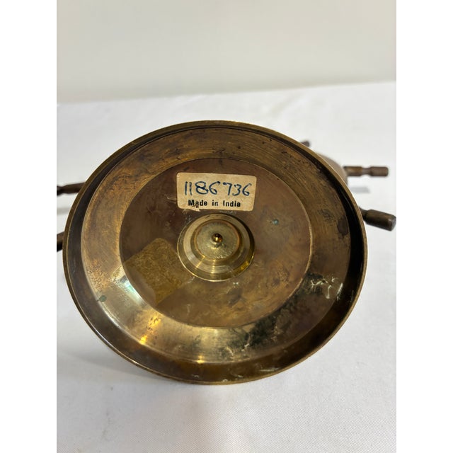 Vintage Brass Ship Wheel Bell on Stand, Nautical Accent For Sale - Image 9 of 9