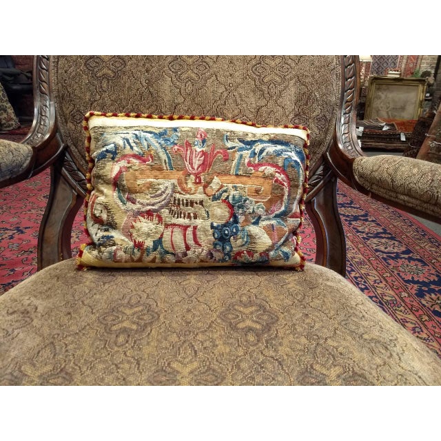 18th Century Antique Aubusson Tapestry Pillow Collection, 18th-Century Handwoven French Aubusson Tapestry For Sale - Image 5 of 7