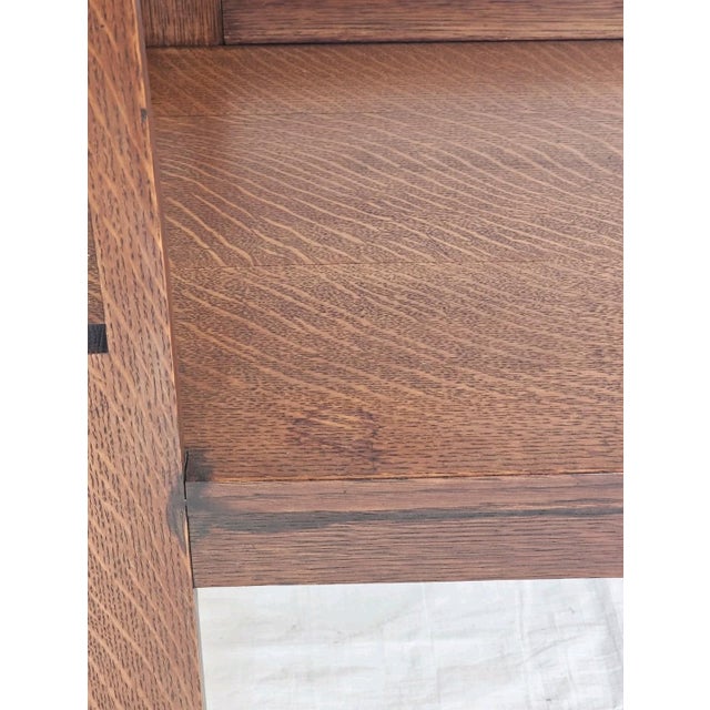 Antique 1900s Arts & Crafts Tiger Oak Console Table Attributed to Liberty & Co. For Sale - Image 13 of 17