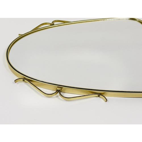 Mid-Century Modern Mid-Century Modern Brass & Black Wall Mirror, Italy, 1950s For Sale - Image 3 of 16