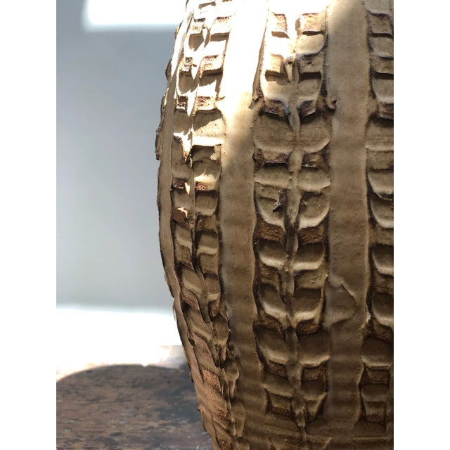 Burnt Orange Mid Century Tall Pottery Vase For Sale - Image 8 of 12