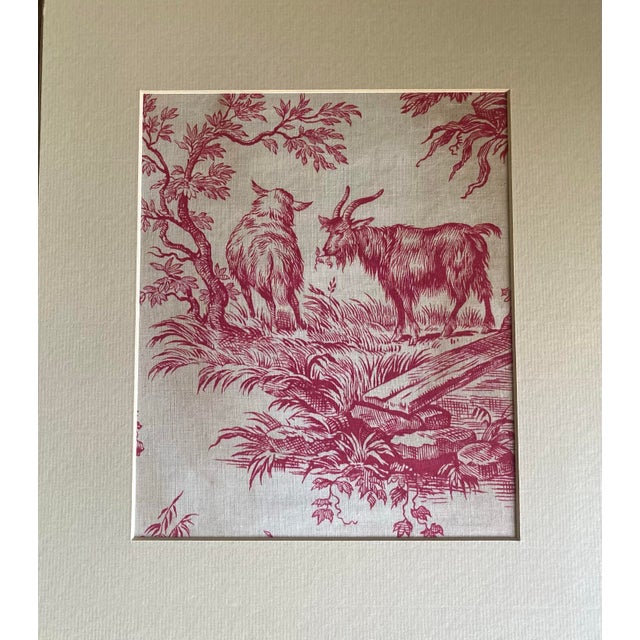 Charming set of authentic 19th century Toile de Jouy fragments that are matted and ready to be framed. Each one has a...