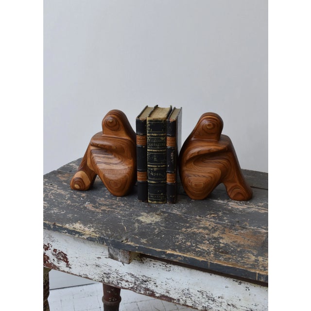 Mid-Century Modern Vintage Laminated Wood Figural Bookends by Robert Hargrave, Circa 1970s-80s For Sale - Image 3 of 16
