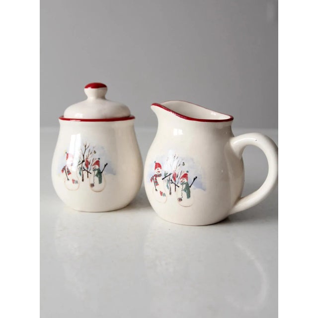 Vintage Royal Season Stoneware Snowman Creamer & Sugar Bowl Set For Sale - Image 10 of 10