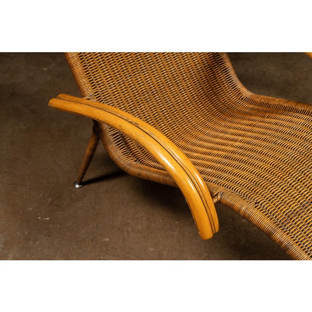 Vintage Wicker and Rattan Chaise Lounge by Pier 1 For Sale - Image 9 of 12