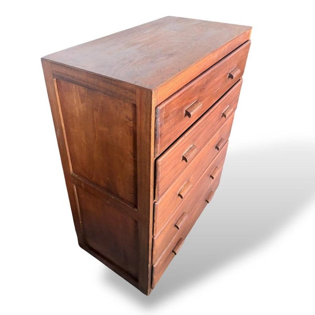 Mid-Century Oak Panelled Chest of Drawers, 1960s For Sale - Image 4 of 8