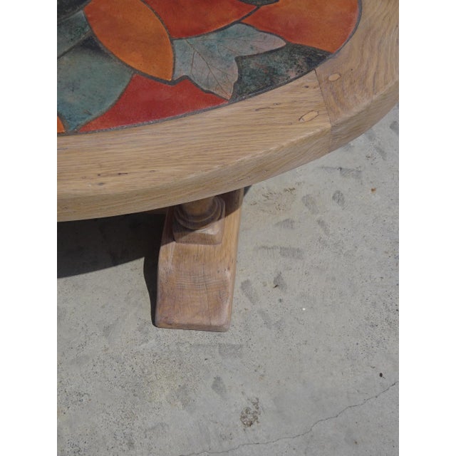 Vintage Coffee Table in Oak and Ceramic by Barrois for Vallauris, 1950s For Sale - Image 16 of 18