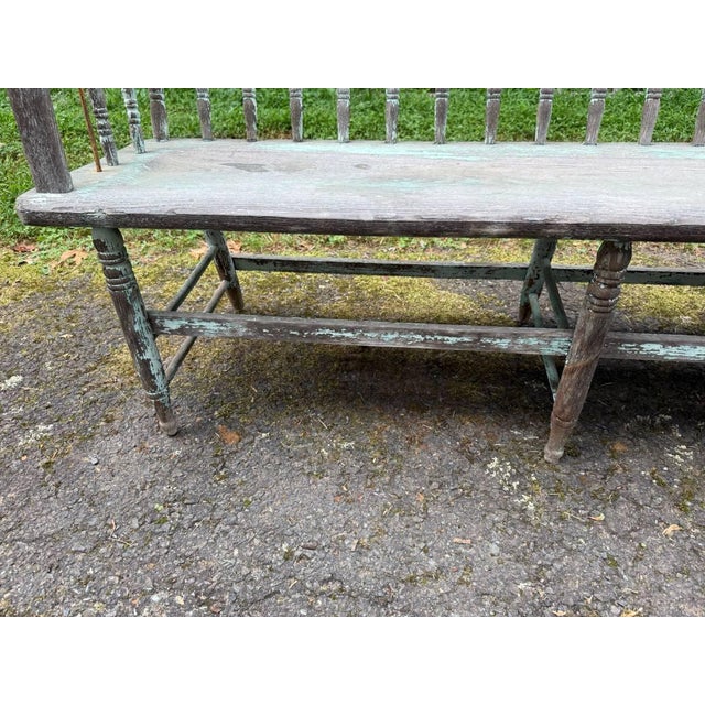 Antique Hand Painted Windsor Style Deacon’s Bench, 19th Century For Sale - Image 13 of 15