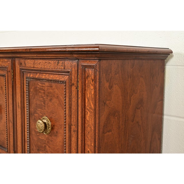 Henredon French Regency Louis XVI Carved Walnut and Oak Sideboard Credenza or Bar Cabinet For Sale - Image 10 of 16