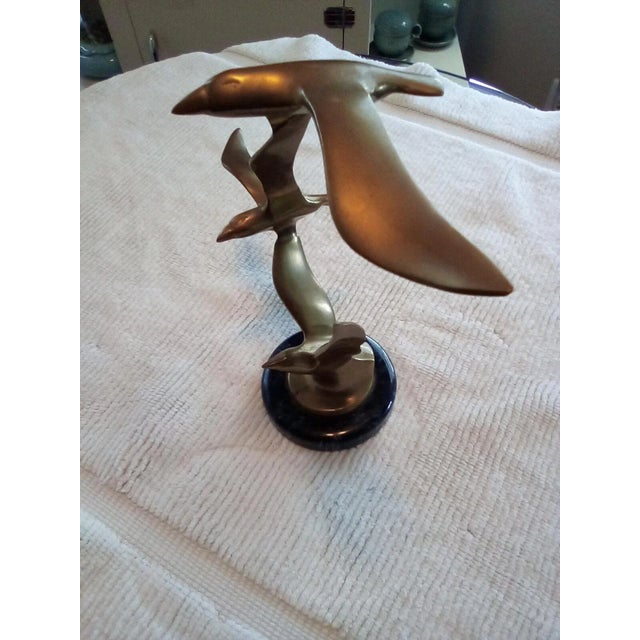 Metal 1960s "Mid-Century Modern Brass Birds in Flight Sculpture" For Sale - Image 7 of 10