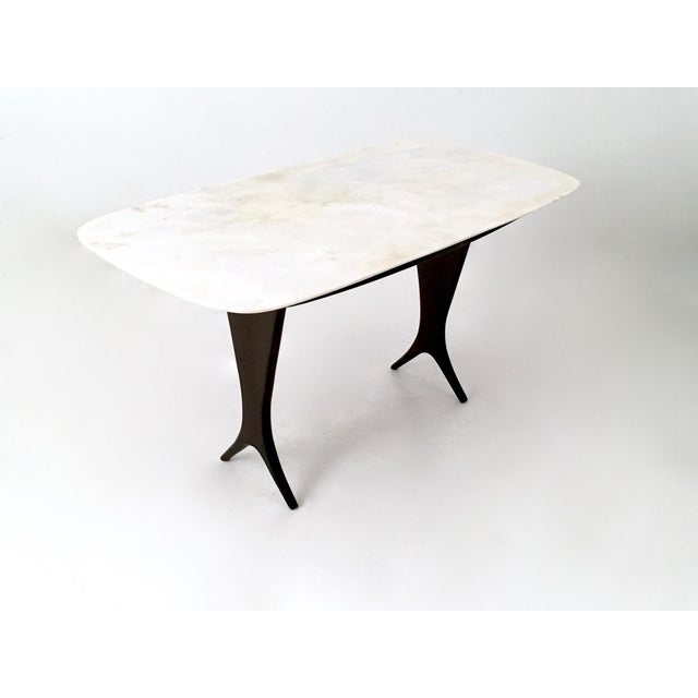Vintage Coffee Table with Carrara Marble Top attributed to Guglielmo Ulrich For Sale - Image 4 of 13