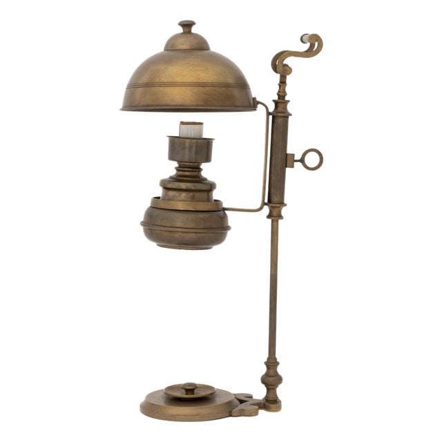Vintage Brass Adjustable Electrified Oil Lamp For Sale
