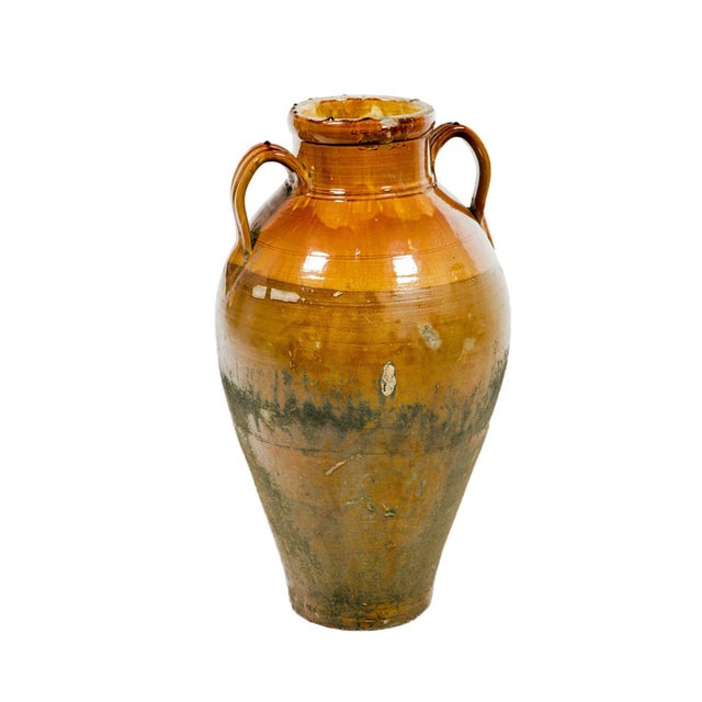 Late 19th Century Yellow Glazed Amphora Chairish