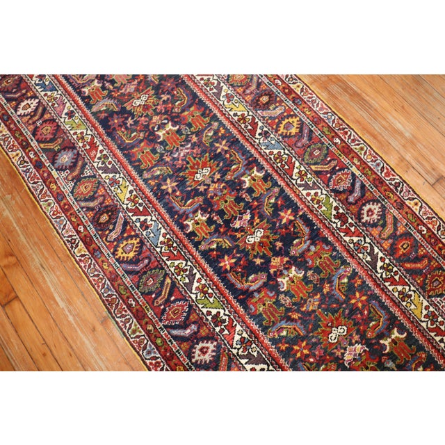 Traditional Navy 20th Century Persian Runner - 3'4" x 15'4" For Sale - Image 4 of 6
