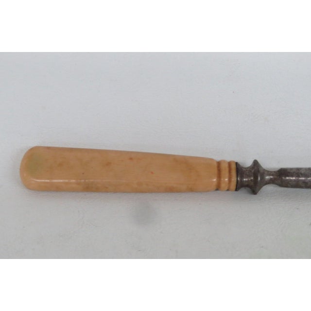 Mid-Century Modern Metal Butchers Steel Knife Sharpener Honing Rod Wood Grain Style Handle 5101b For Sale - Image 3 of 12