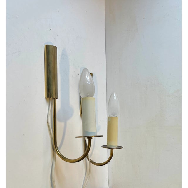 Mid-Century Modern Midcentury Brass Wall Lights from Lyskær Belysning, 1960s, Set of 2 For Sale - Image 3 of 8