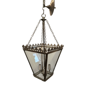 1960's English 4 Sided Glass and Metal Indoor Lantern