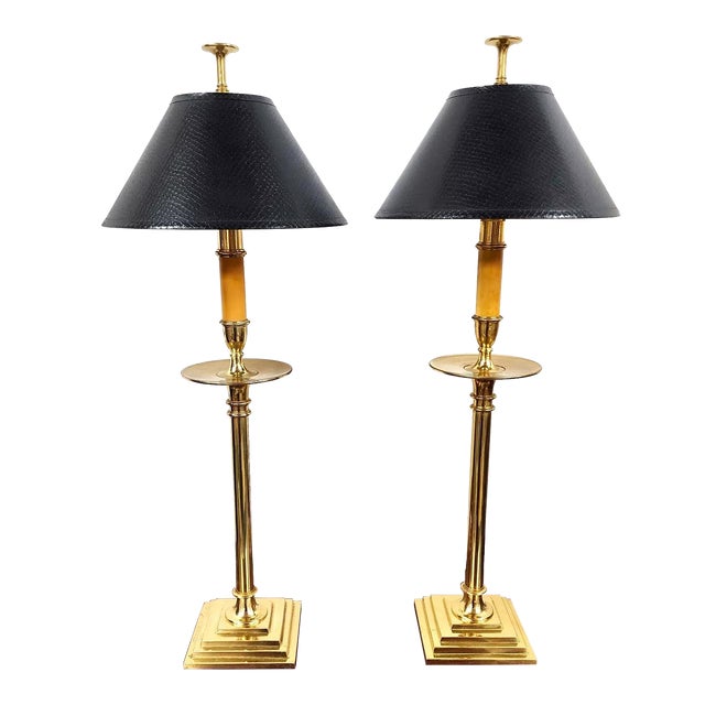 Chapman Table Lamps Brass Candlestick Pair For Sale
