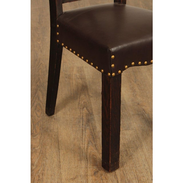 Michigan Chair Co. Antique Oak Arts & Crafts Hall Chair For Sale - Image 11 of 12