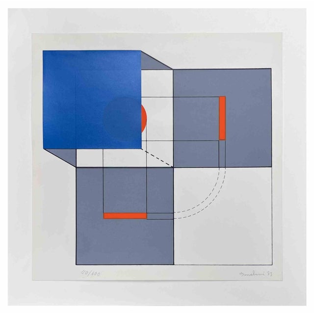 Abstract Composition is an artwork realized by Agostino Bonalumi, 1973. Silkscreen on paper. Edition of 600. cm 23x23....