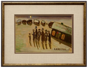 Simon Natan Karczmar, Blessing the New Moon, Judaica, Oil Painting