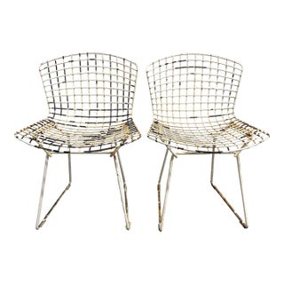 Pair Mid Century Modern Attributed Knoll Bertoia Chairs For Sale