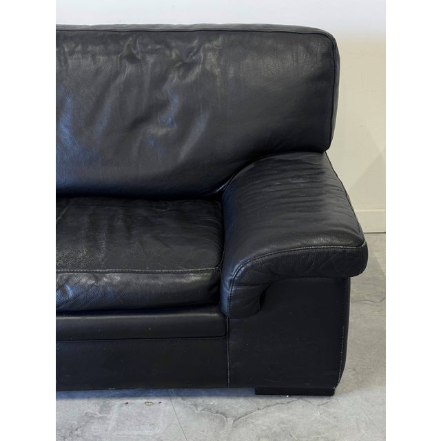 Vintage Sofa in Black Patinated Leather from Roche Bobois, 1980s For Sale - Image 4 of 8