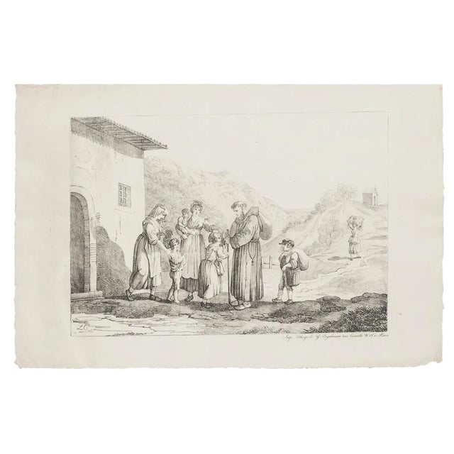 Prayers - Lithograph by Bartolomeo Pinelli - 19th Century 19th Century For Sale