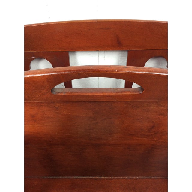 Vintage Solid Wood Magazine Rack With Handle For Sale - Image 12 of 18
