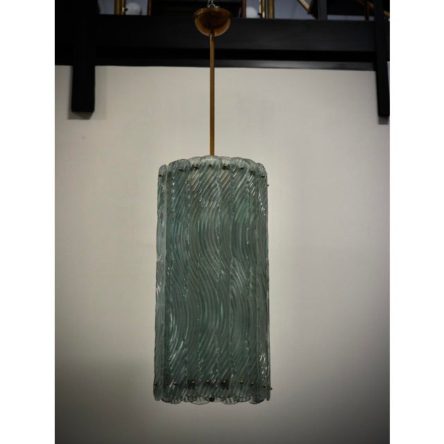 Murano Art Glass and Brass Green Color Chandelier and Pendant from Fontana Arte, 2000 For Sale - Image 12 of 12
