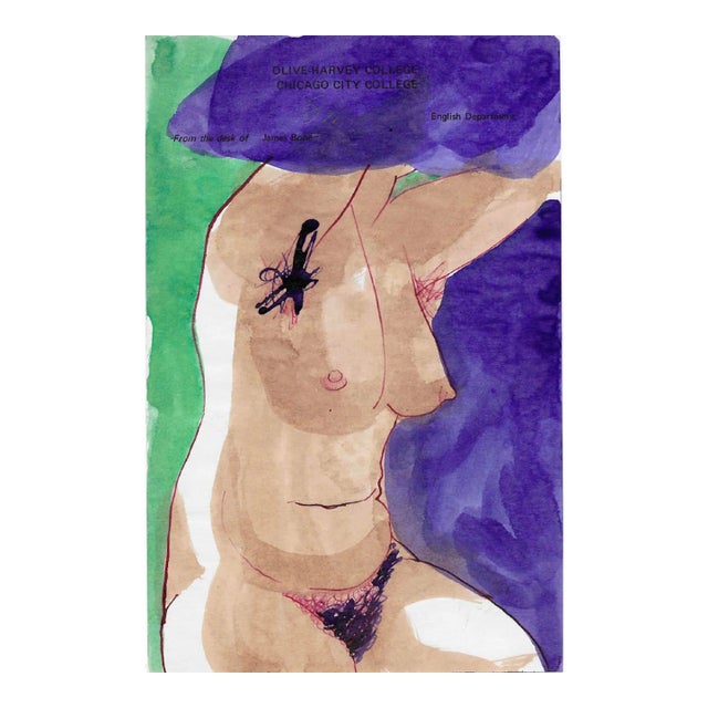 1970s James Bone Female Nude Watercolor For Sale