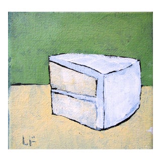 Miniature 4x4 Frosted Layer Cake Lynne French Still Life O/C For Sale