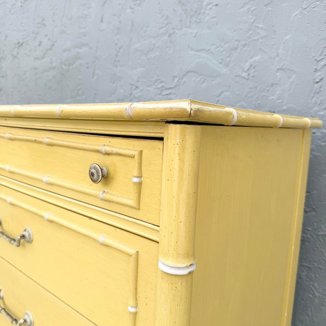 Vintage Coastal Faux Bamboo Highboy Dresser by Thomasville For Sale - Image 9 of 12