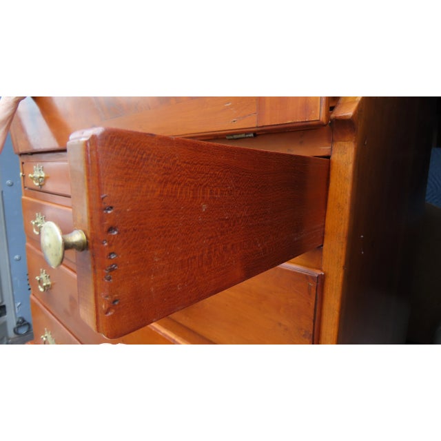 American Cherry Slant Front Desk Fitted Interior 18th Century For Sale - Image 11 of 11