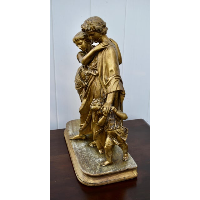 Antique 19thC Neoclassical Gilt Spelter Figural Group Statue Moreau Era For Sale In Philadelphia - Image 6 of 15