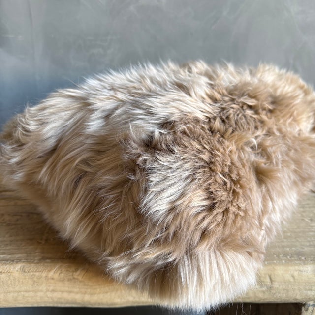 Mid-Century Modern Genuine Sheepskin Lumbar Pillow 12x20 For Sale - Image 3 of 5