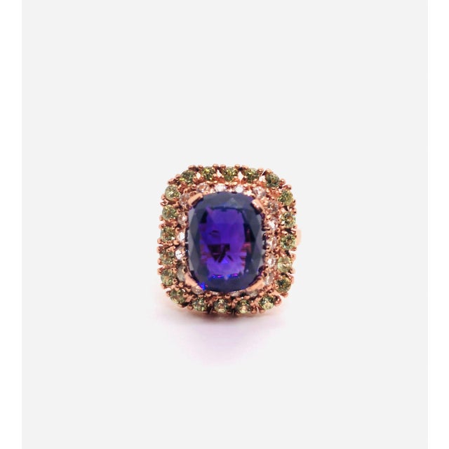Late 20th Century Bochic Capri Vintage 18K Gold & Silver Multi-Gem Ring with Amethyst, Circa 1990 For Sale - Image 5 of 11