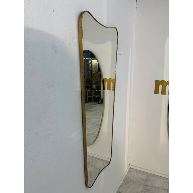 Italian Italian Curvilinear Brass Mirror, 1950s For Sale - Image 3 of 7