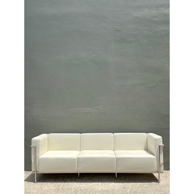Vintage Chrome Frame Sofa After Le Corbusier For Sale - Image 12 of 17