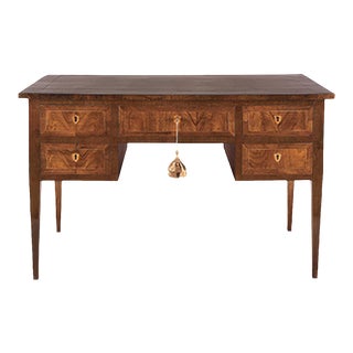 Neoclassic Italian Walnut Writing Desk With Hand Rubbed French Polish For Sale