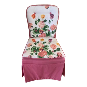 Late 20th Century Hickory Chair Co Pink Geranium Custom Upholstered Slipper Chair
