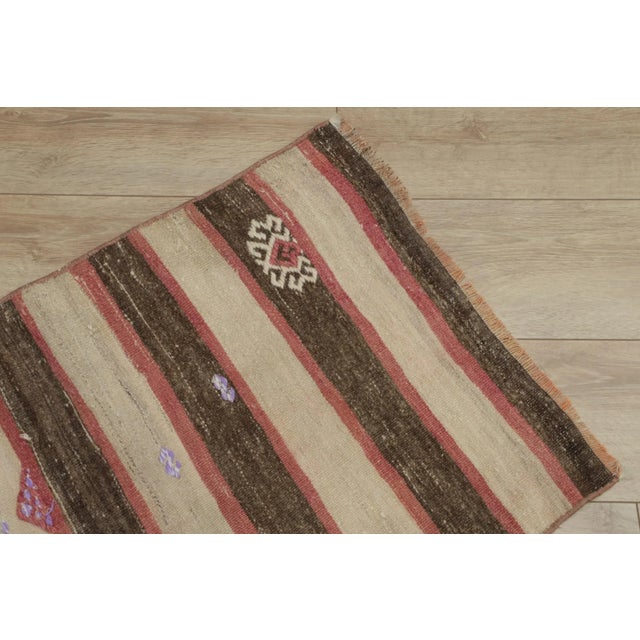 1950s Southwestern Rustic & Primitive Striped Small Rug For Sale - Image 9 of 13