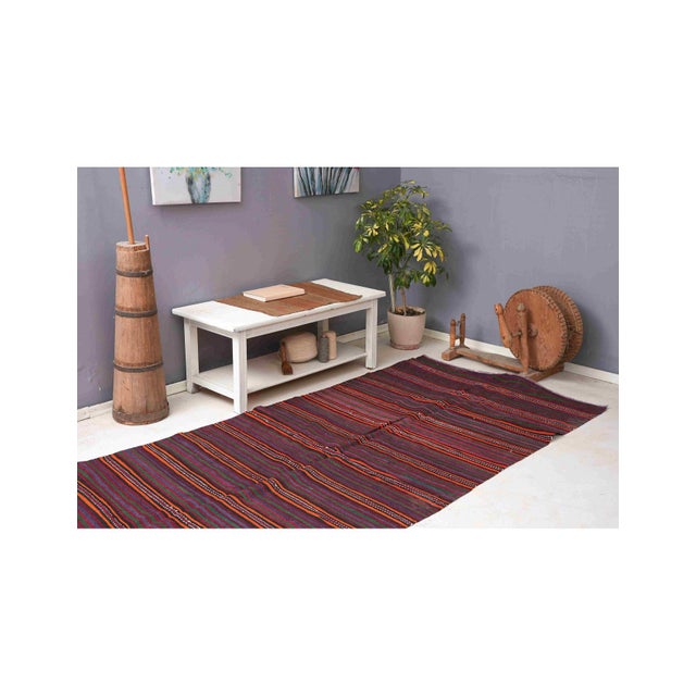 Vintage Striped Decorative Kilim Rug - 4`6" X 9`10" For Sale - Image 4 of 6