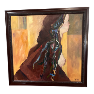 Modern Impressionist Oil on Canvas Partrait of Lady Made in 1981 by European Artist Framed Signed
