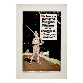 1937 American Hope of a Nation Poster Series, Gratitude (Pilgrims) For Sale