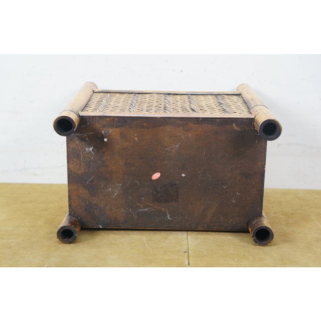 Brown Late 20th Century Boho Chic Bamboo Wicker Rattan Magazine Rack Trash Waste Bin 15" For Sale - Image 8 of 13