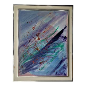 80's Mid Century Abstract Expressionist Oil Painting on Canvas, Signed