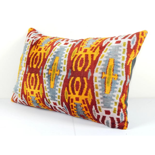 Mid-Century Modern Ikat Velvet Pillow Cover For Sale - Image 3 of 8