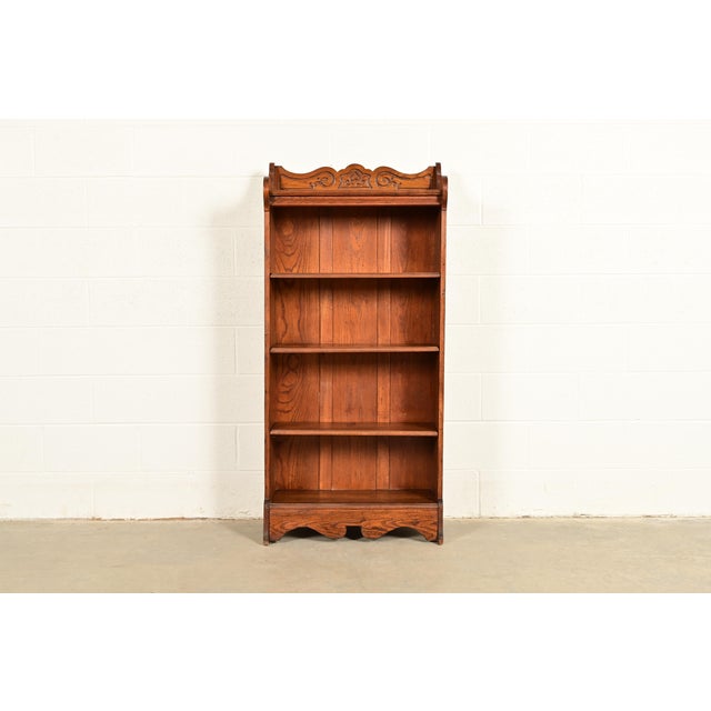 Antique Victorian Carved Oak Bookcase, Circa 1900 For Sale - Image 12 of 12