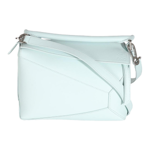 Light Blue Grained Calfskin Small Puzzle Edge Bag